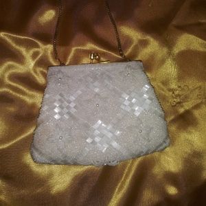 White sequins tiny evening purse